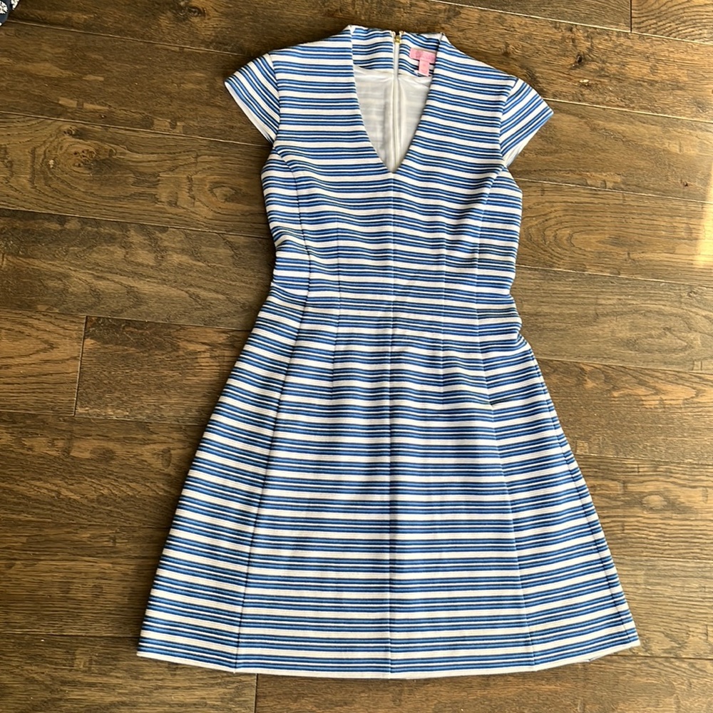 Lily Pulitzer Blue & White Striped A-line Dress